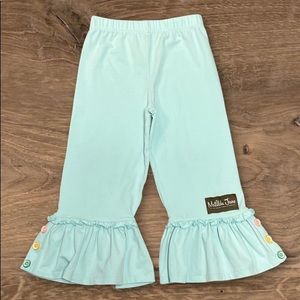 Matilda Jane Just Imagine Kinsley Aqua Blue Big Ruffle Pants - Size 4